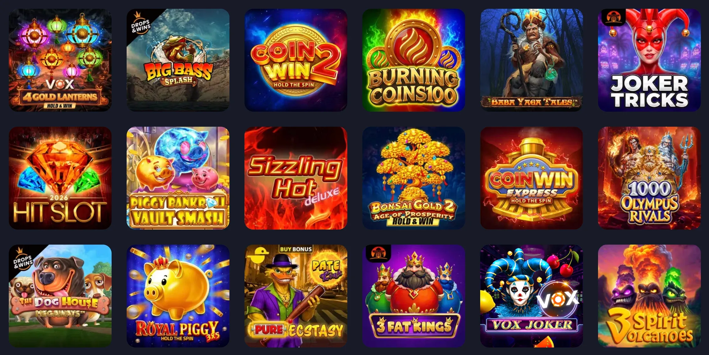 Játékgyűjtemény a Voxcasino